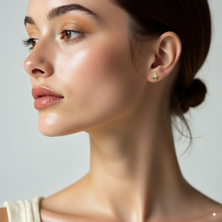 AURA – Solid Gold Stud Earrings