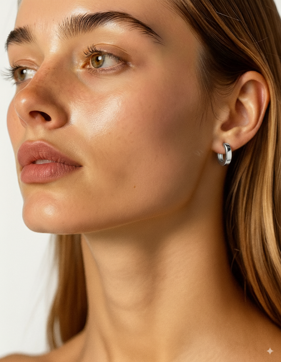 LEAF – Solid Silver Huggie Hoop Earrings